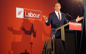 Andrew Little speaking at the party's annual conference in Auckland.