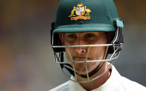 Nic Maddinson walks back to the dressing room folowing his dismissal