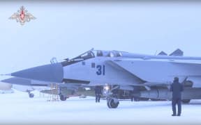Kinzhal missiles have been fitted to Russian MiG-31K fighter jets, as shown in this defence ministry handout.