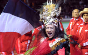 A woman from the Tahiti delegation at the 2011 Pacific Games in New Caledonia.