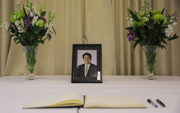 A condolence book has been set up at the Japanese Embassy in Wellington for ex-PM of Japan  Shinzo Abe