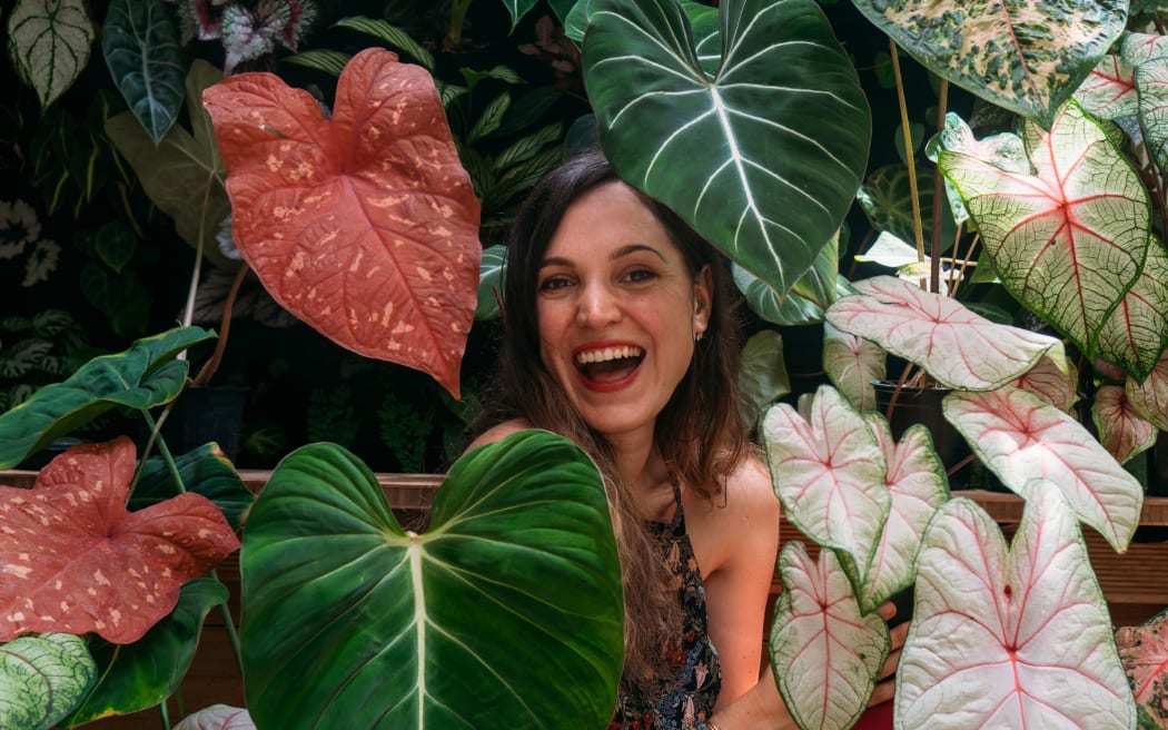 Moira West with her heart shaped house plants