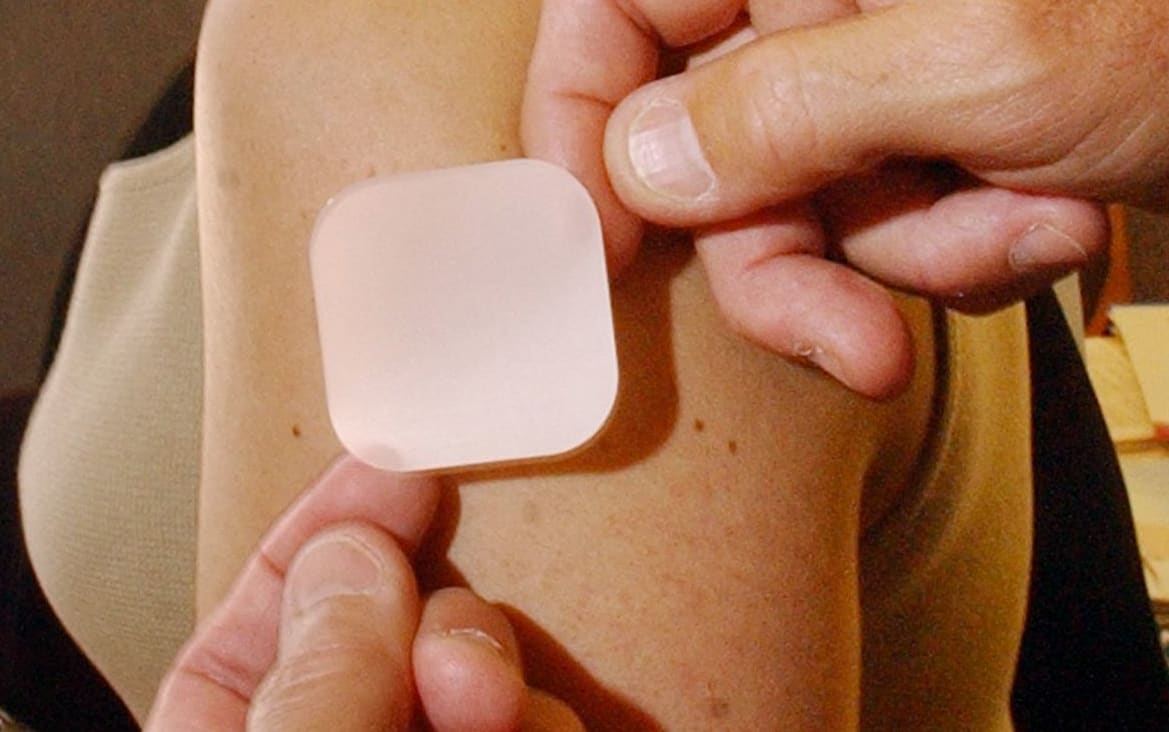 A contraceptive patch.