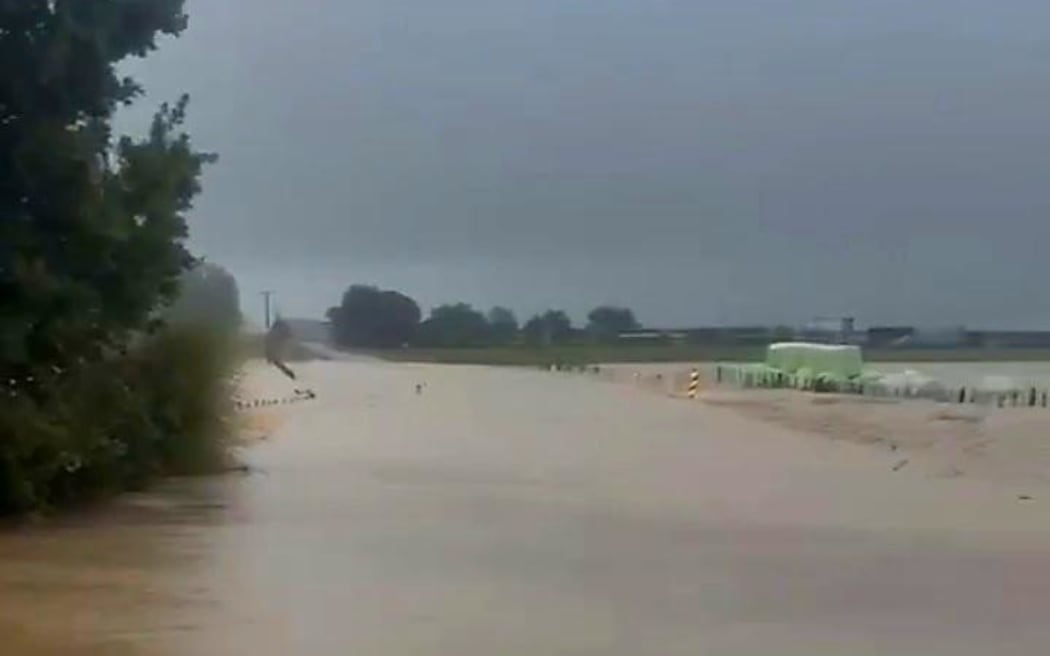 Evacuated house and flooded road in Pirinoa - South Wairarapa.