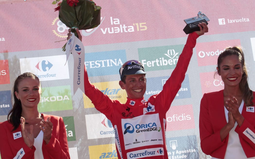 Johan Esteban CHAVES RUBIO celebrates his stage 2 victory, Vuelta Espan, 2015.