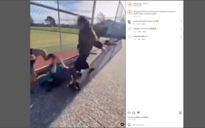 Screenshots of an instagram page sharing footage of students being beaten