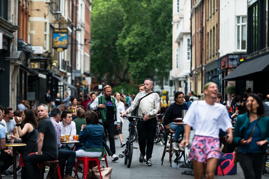 Customers enjoying their drinks in Soho during the &quot;Super Saturday&quot; in London, Britain, 04 July 2020.