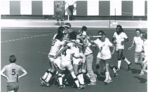 The NZ Men's hockey team winning gold at the 1976 Montreal Olympics