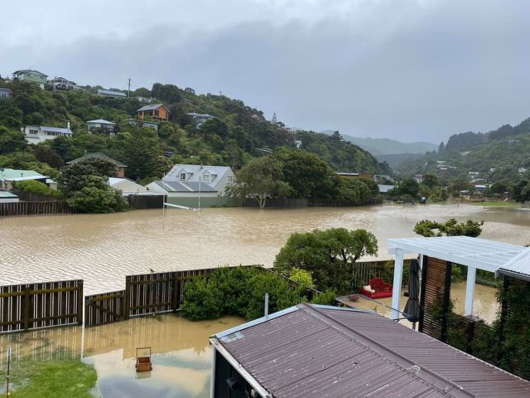 Flooding at Karehana Park in Plimmerton, on Sunday.