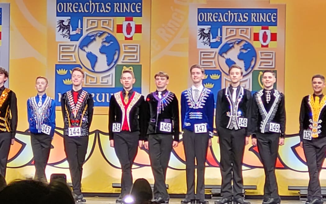 Luke Street (number 146) at the World Irish Dance competition in Glasgow in March 2024.