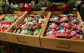 Christmas decorations at Smith and Caughey's in Auckland on 4 October 2023.