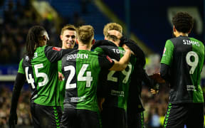 Coventry City celebrate a goal in the FA Cup.