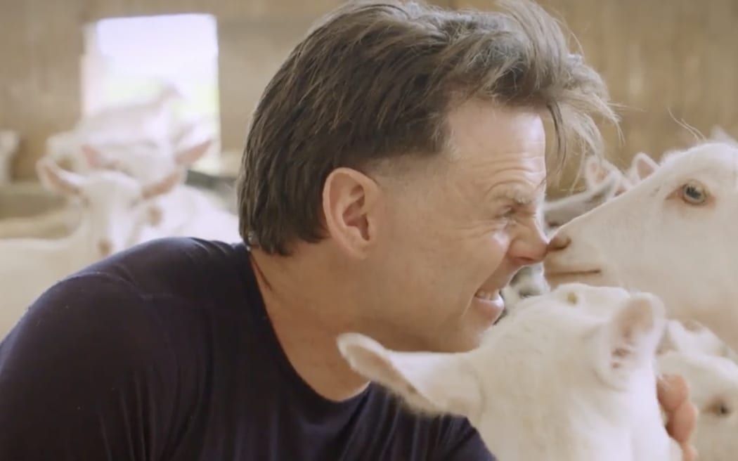 Ben Bayly with a goat from The Goat Farm, Paumahoe