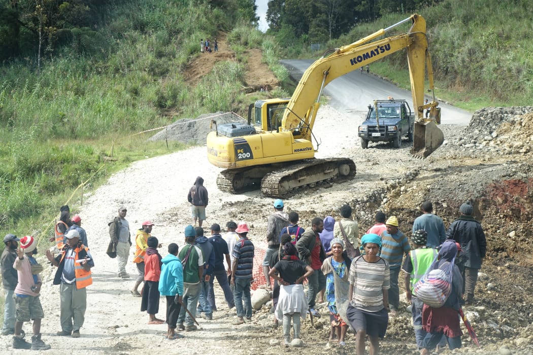 Road construction on Papua New Guinea's Highlands Highway.