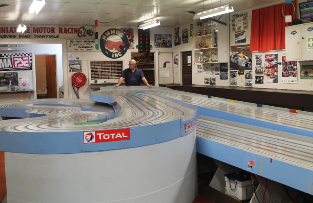 An image of the race track inside the Henderson Miniature Model Racing Clubrooms.