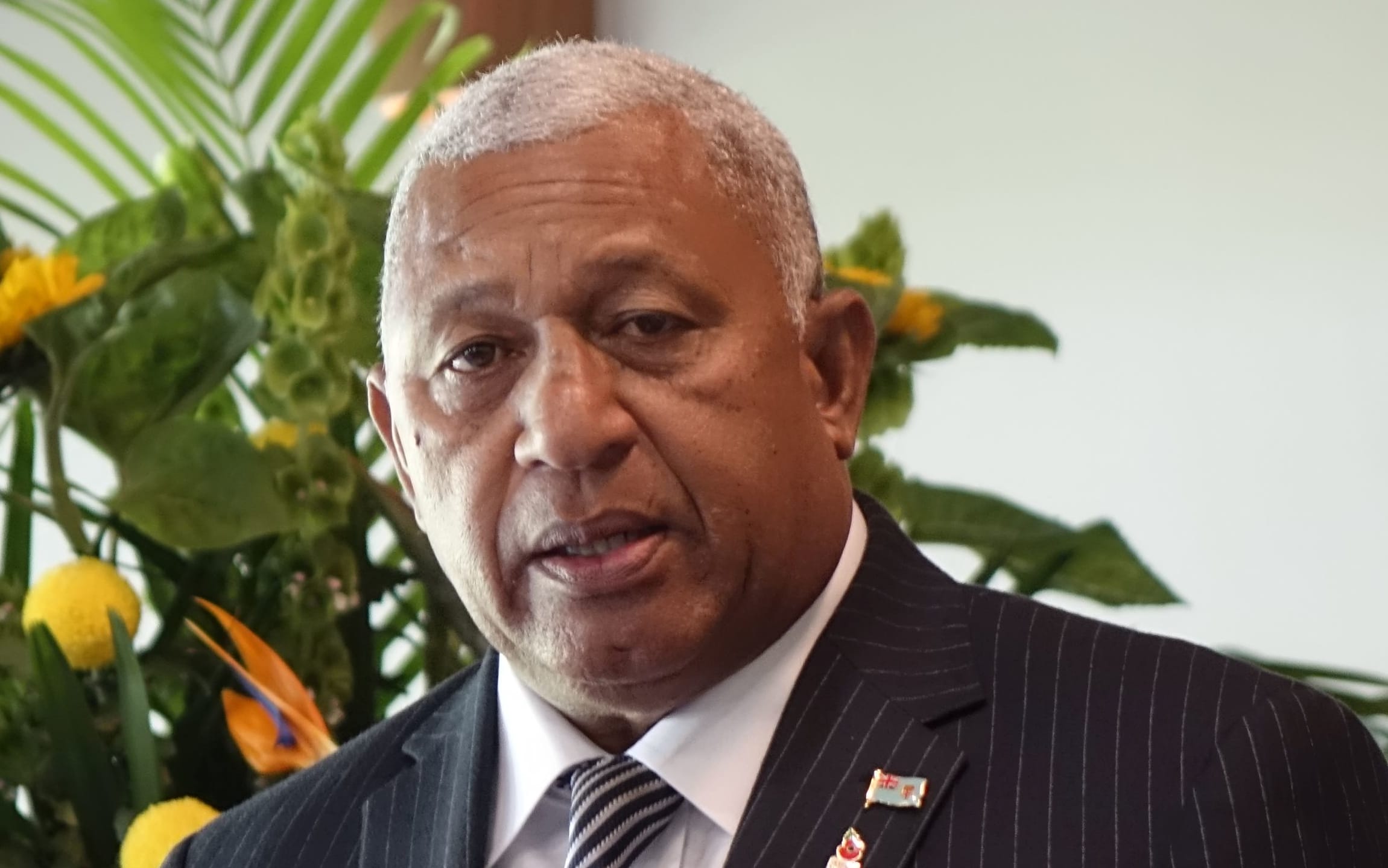 The Fiji Prime Minister Frank Bainimarama at Government House in Auckland