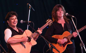 Mahinaarangi Tocker performs at the New Zealand International Arts Festival in Wellington, alongside Shona Laing