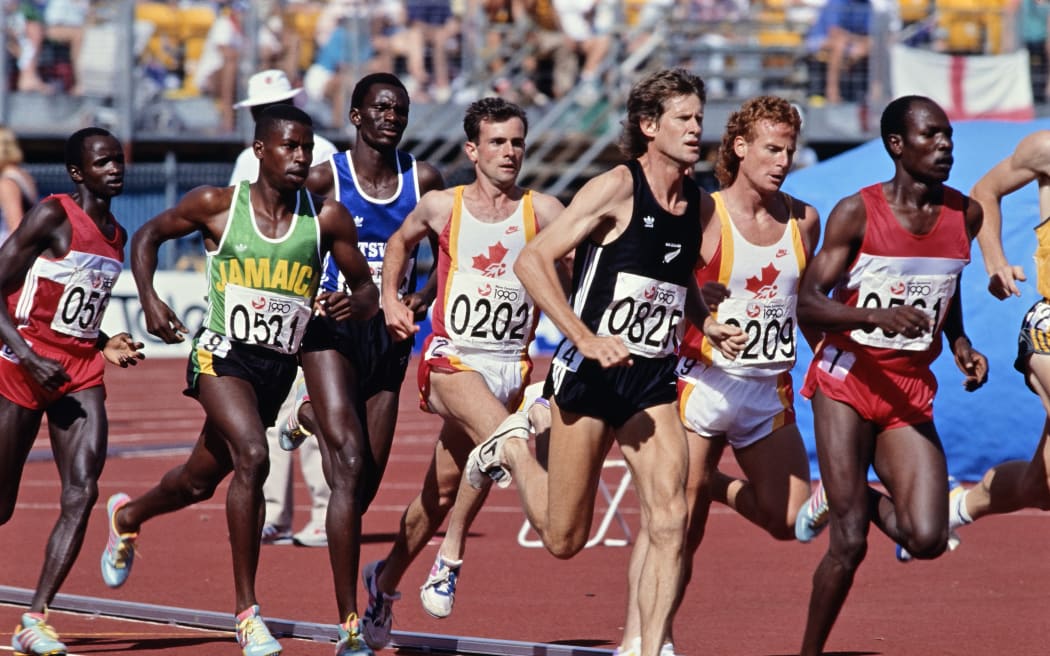Sir John Walker competing in the 1990 Commonwealth Games in Auckland.