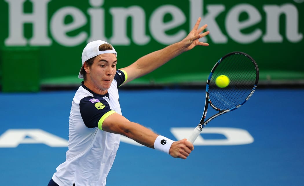 Jan-Lennard Struff in action at the Heineken Open