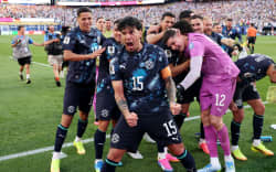 FOXBOROUGH, MASSACHUSETTS - JUNE 29: Gustavo Gomez #15 of Paraguay celebrates with teammates after Jose Canale #13 scores the winning penalty in a penalty shootout during the FIFA World Cup 2026 Round Of 32 match between Germany and Paraguay at Boston Stadium on June 29, 2026 in Foxborough, Massachusetts. (Photo by Alexander Hassenstein/Getty Images)