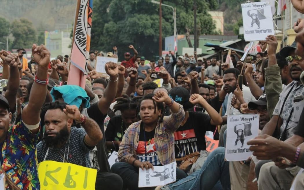 Protesters in Jayapura.