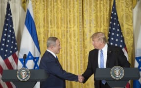 US President Donald Trump (right) and Israeli Prime Minister Benjamin Netanyahu holding a joint press conference in the White House.