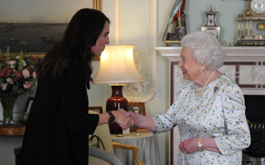 Prime Minister Jacinda Ardern meets the Queen in a private audience.