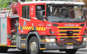 Fire engine vehicle parked on street in Melbourne Australia