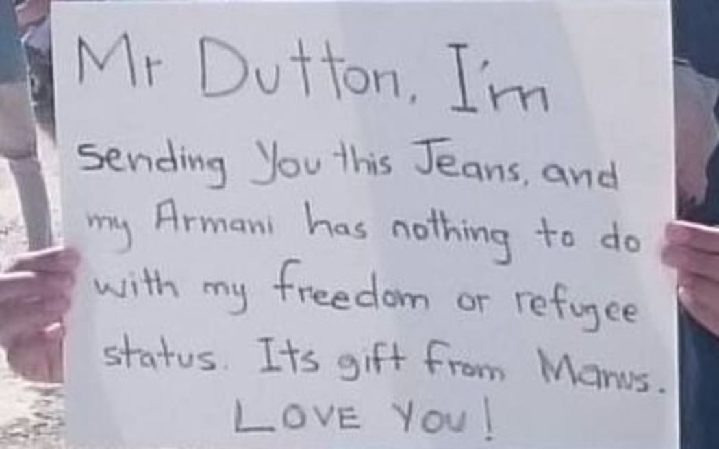 A placard from the 60th day of protest on Manus Island.