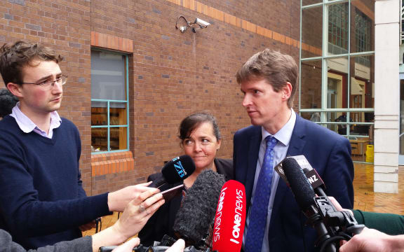 Colin Craig speaks to reporters outside the High Court in Auckland after the jury delivered its verdict.