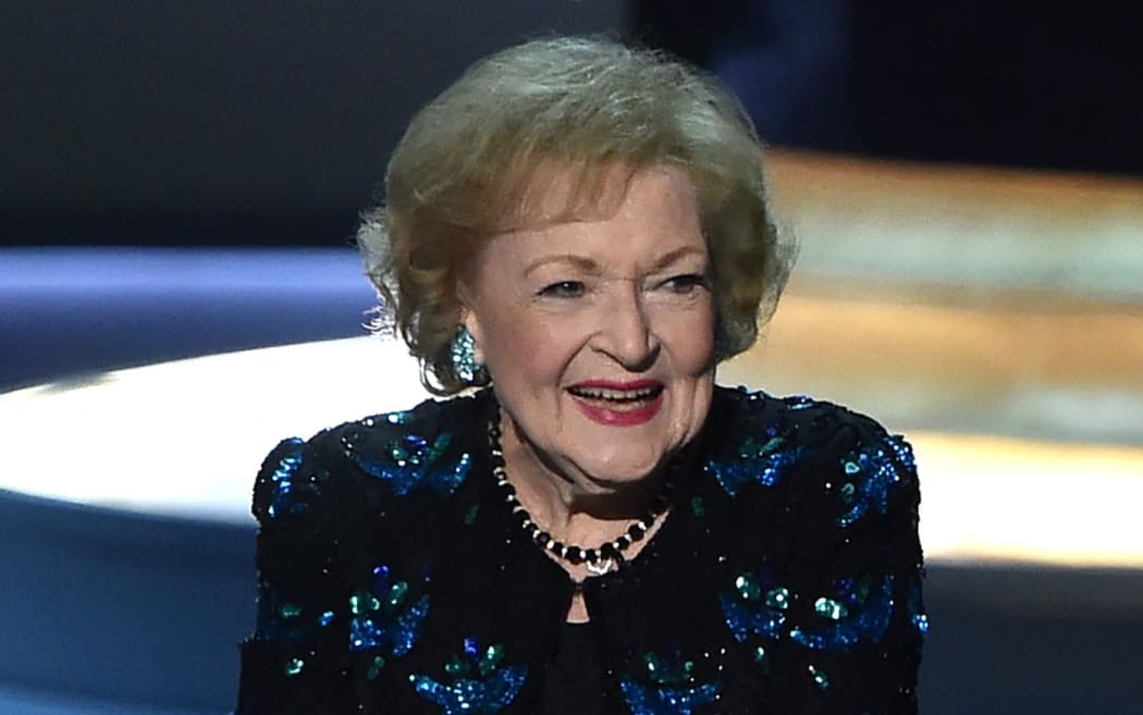 Actress Betty White died on 31 December 2021 at 99 years old. In this file photo taken on 17 September 2018 Betty White is speaking during the 70th Emmy Awards in Los Angeles.