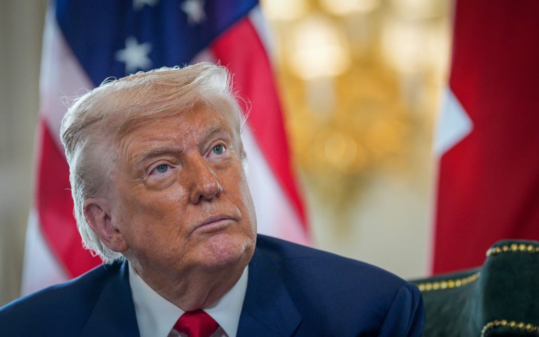 US President Donald Trump speaks during a bilateral meeting with Britain's Prime Minister Keir Starmer at the Trump Turnberry Golf Courses, in Turnberry south west Scotland on July 28, 2025. (Photo by Christopher Furlong / POOL / AFP)