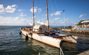 The vaka, Marumaru Atua, sits ready, waiting for the great and important voyage ahead.