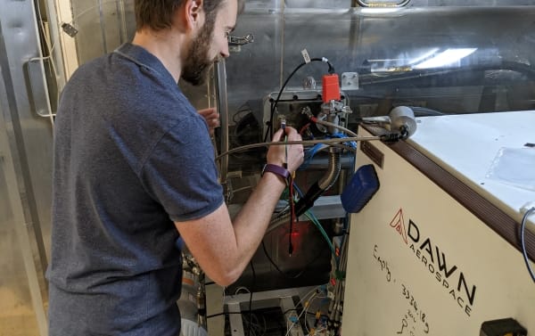 Vacuum testing of the payload pressure vessel at Dawn Aerospace.