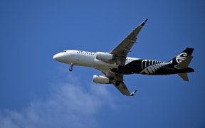 CHRISTCHURCH, NEW ZEALAND - DECEMBER 15: An Air New Zealand plane is seen during game two of the Women's ODI series between New Zealand and Pakistan at Hagley Oval on December 15, 2023 in Christchurch, New Zealand. (Photo by Kai Schwoerer/Getty Images)