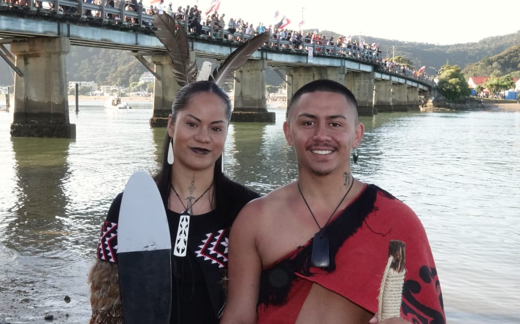 Newly-weds Teeiariiti and Rawiri Winder at Waitangi.