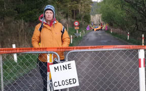 Extinction Rebellion protestor Julie Thompson at the Bathurst Coalgate mine in Canterbury 28 September.