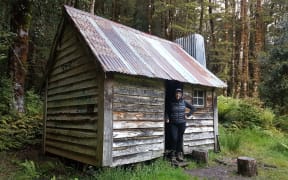 Celia Wade-Brown at Martins Hut in Southland.