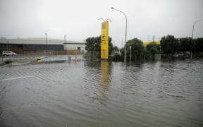 Flooding on Porana Road outside Pak'nSave, Wairau, 1 February 2023.