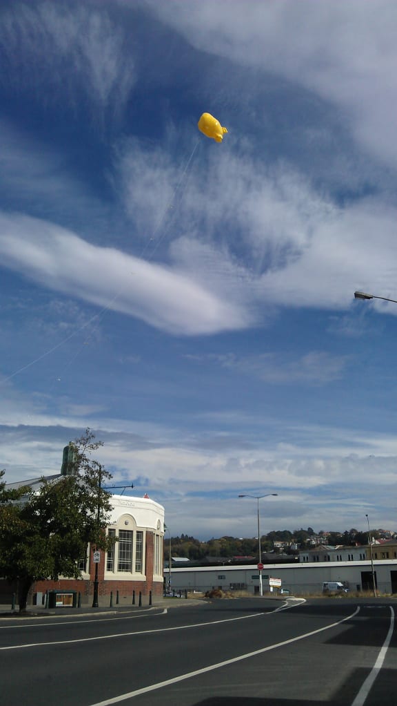 The five-metre blimp above Steamer Basin.