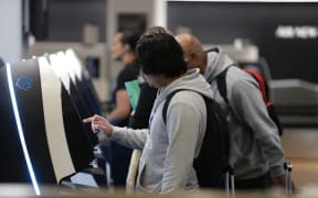 Auckland Airport on Monday as the trans-Tasman bubble begins.