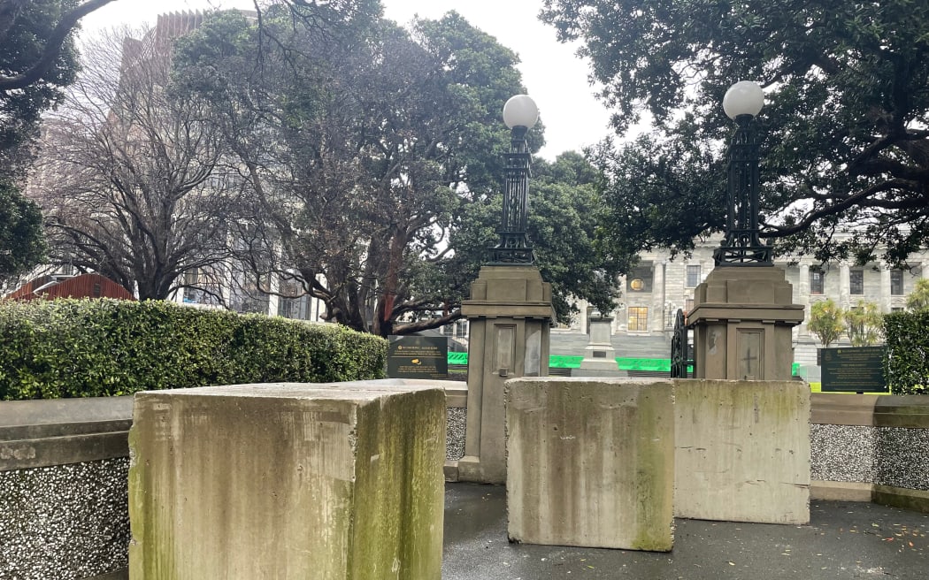 Fencing and bollards were being set up and roads closed around the parliamentary precinct on Wednesday 27 September 2023 ahead of planned protests.