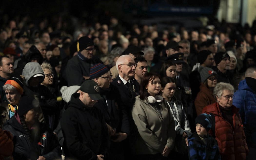 Crowds attend the Wellington Anzac dawn service