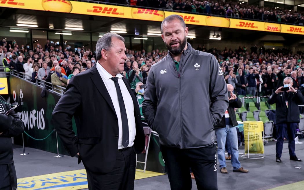 All Blacks Head Coach Ian Foster after the game with Ireland Head Coach Andy Farrell.