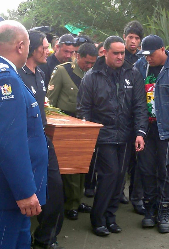Desmond Horomia (third from right) led the pallbearers.