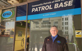 Community Patrols New Zealand Trust chairman Chris Lawton outside the CPNZ base.