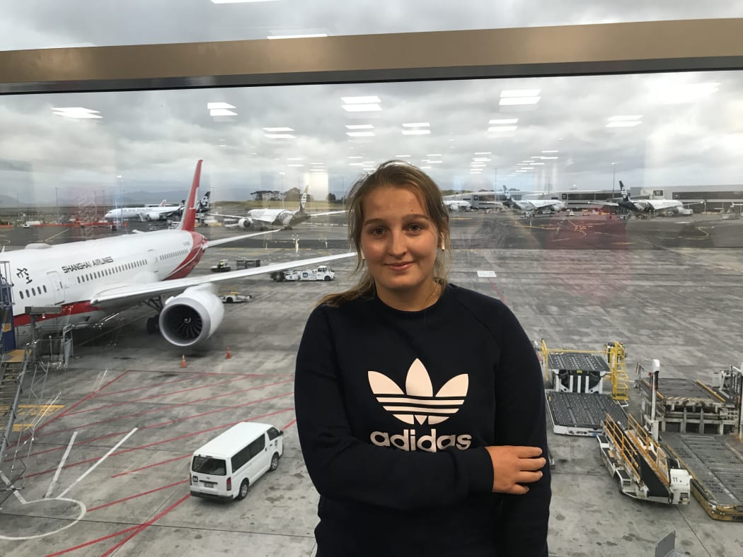 Caja Heinrich trapped in transit at Auckland International Airport.