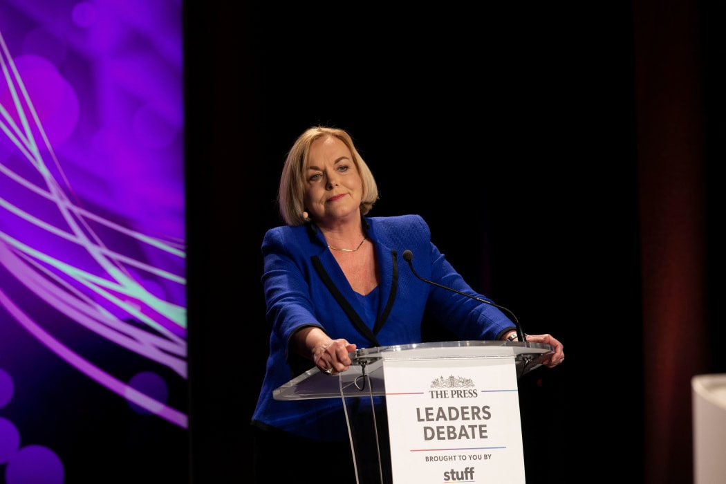 National leader Judith Collins at The Press leaders' debate in Christchurch.