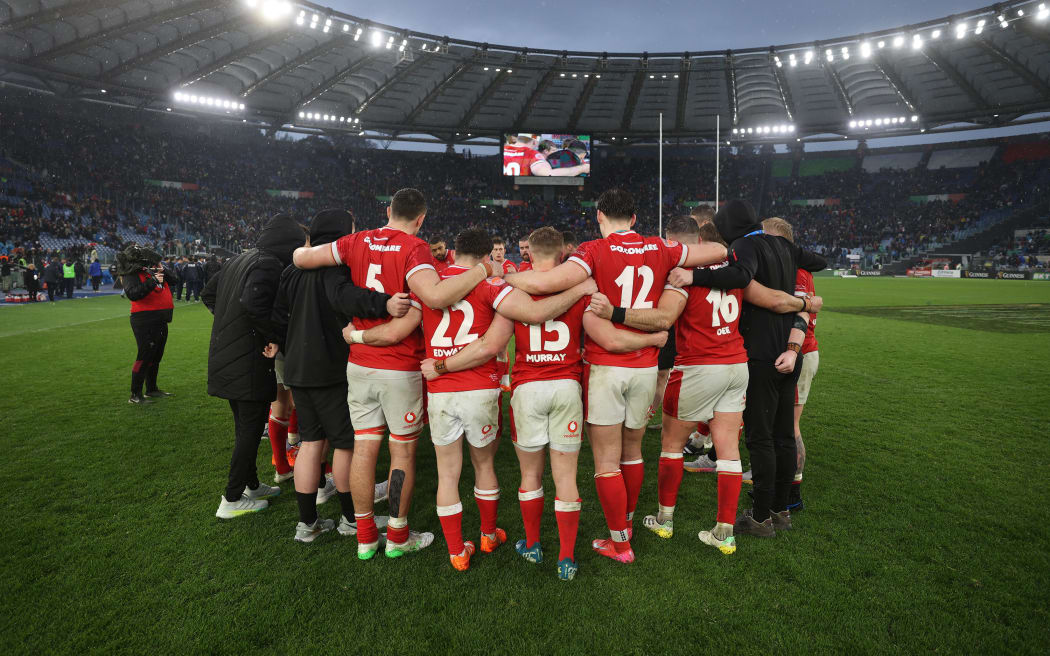 Wales team following their loss to Italy in Rome.