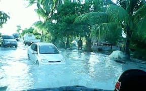 Damaging waves flooded Kiribati's Betio in South Tarawa.